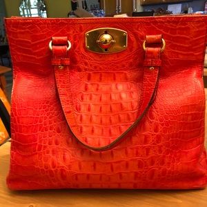 Furla Croc tangerine orange handbag